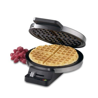 Round Classic Brushed Stainless Waffle Maker