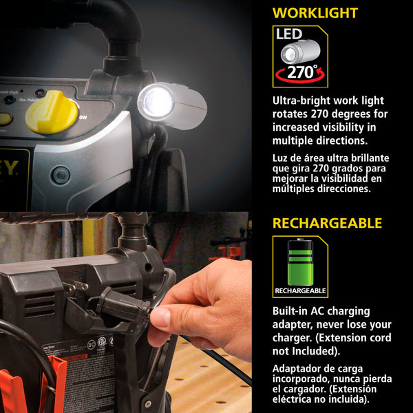 600/300 Amp 12V Jump Starter with LED Light and USB