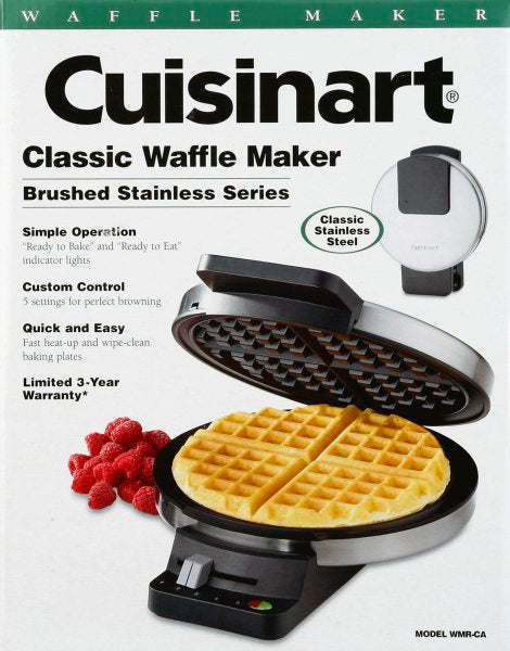 Round Classic Brushed Stainless Waffle Maker